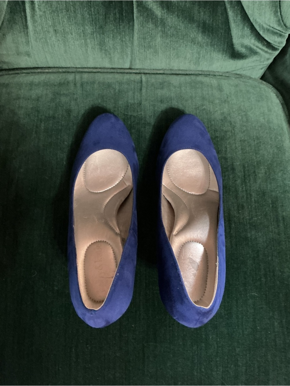 Kelly & Katie Navy Suede Round-Toe Pumps